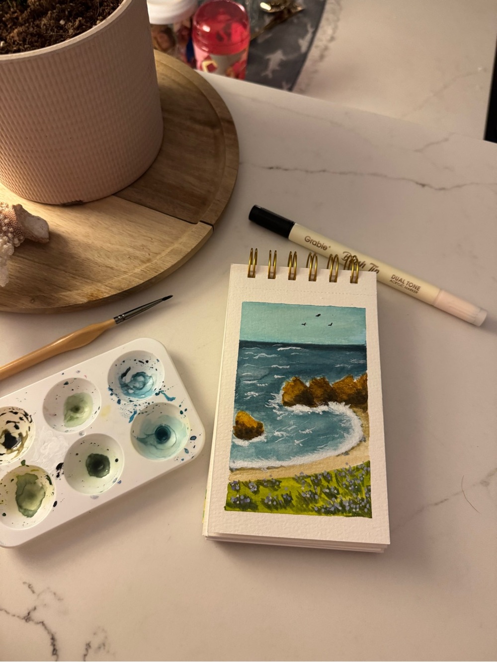 Coastal Breeze Seascape Painting - Blue & Green